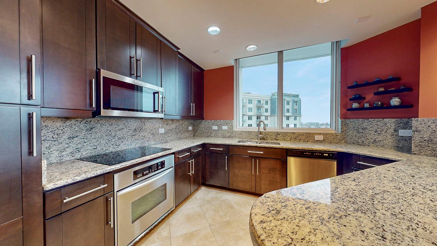 The kitchen offers a generous amount of space.