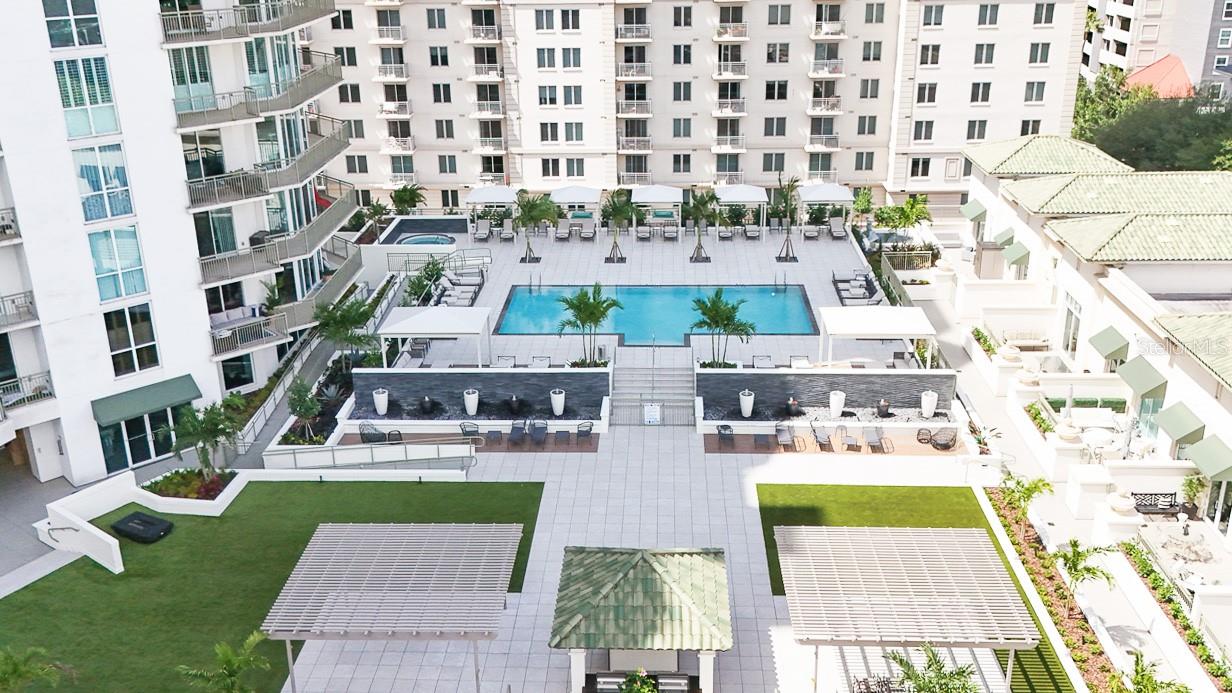 This floor is a haven of activities, including access to the pool, spa, cabanas, grills, and lush lawn area.