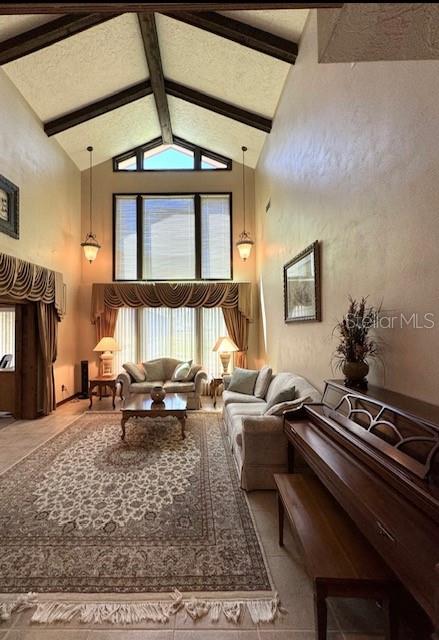 Formal Living Room with Vaulted Beamed Ceilings