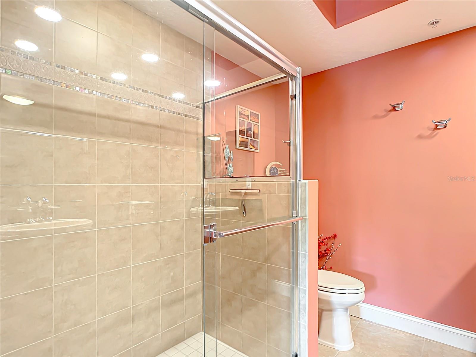 This is a closer look at how nice and spacious this 2nd bathroom shower is.
