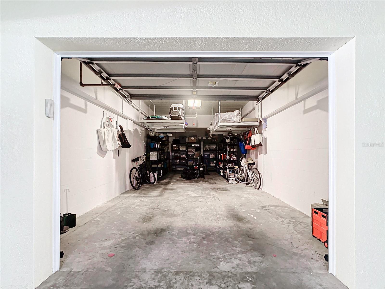This shows how large this garage is.  If you only have one car there is room for lots of storage and one car fits nicely.