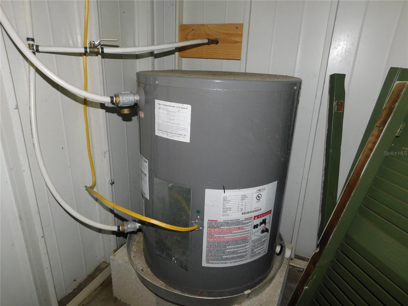 hot water heater in shed