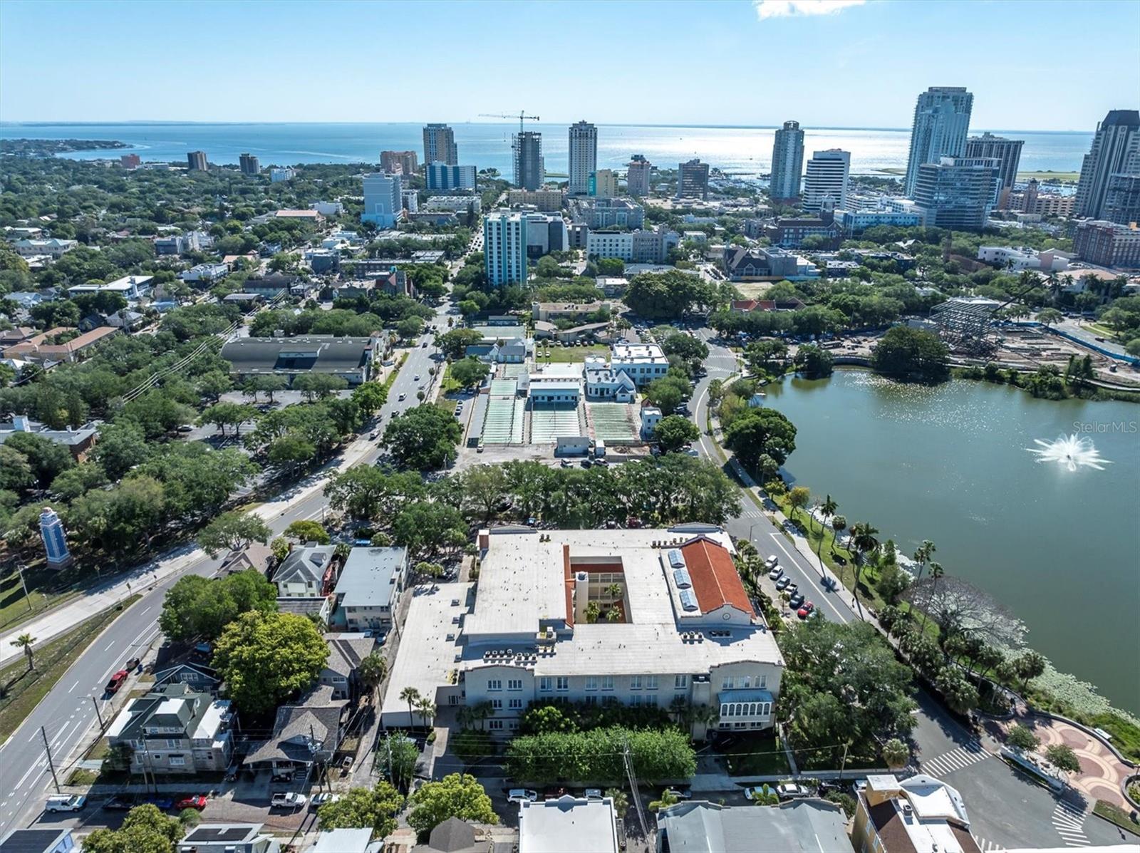 Direct look east. Can you tell the shuffleboard courts? And across the street from them is the St Petersburg Coliseum. You might find a few events each year to attend there!