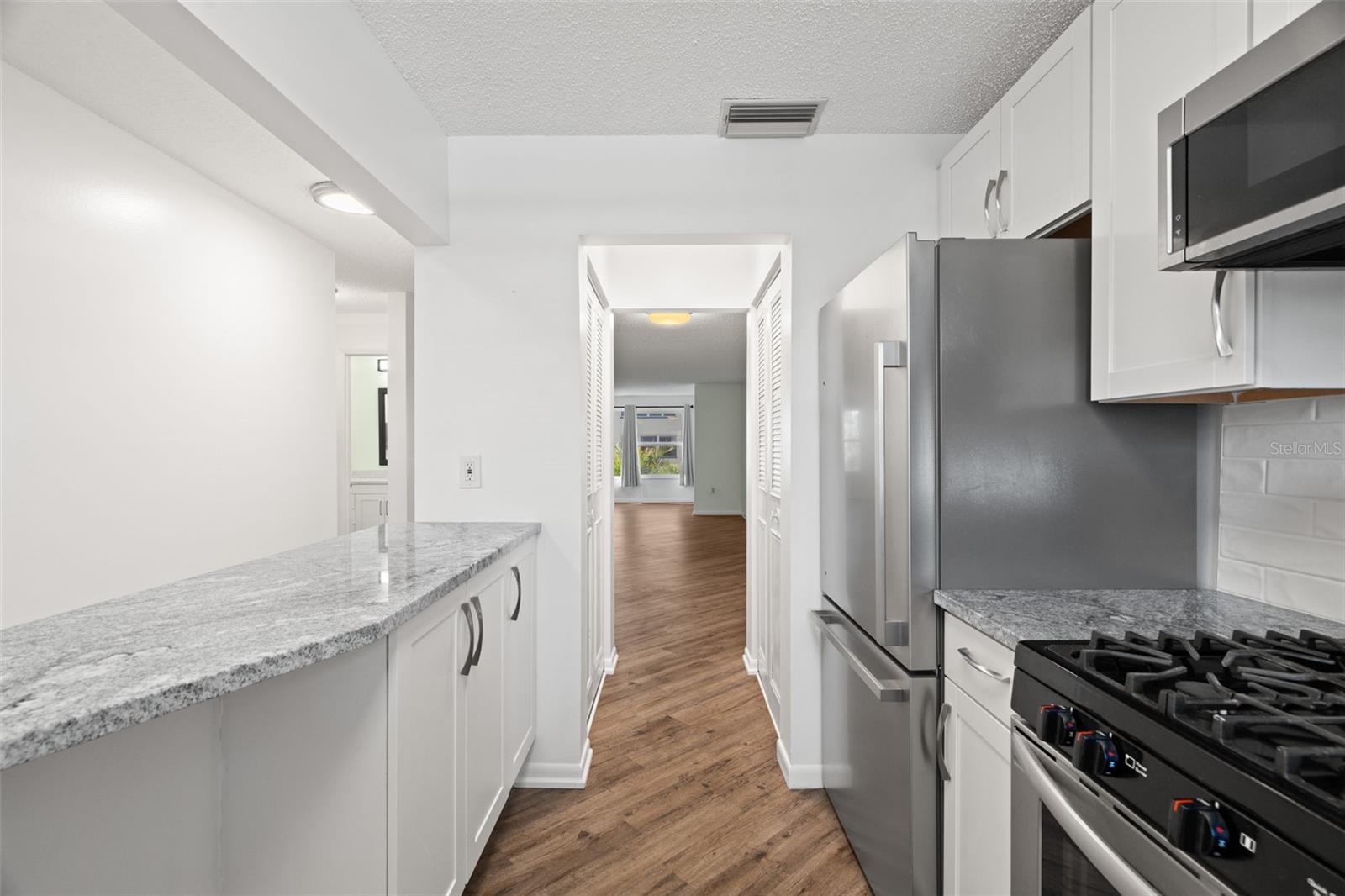 Pantry on the left, closet on the right as you pass through the kitchen into the open floor plan