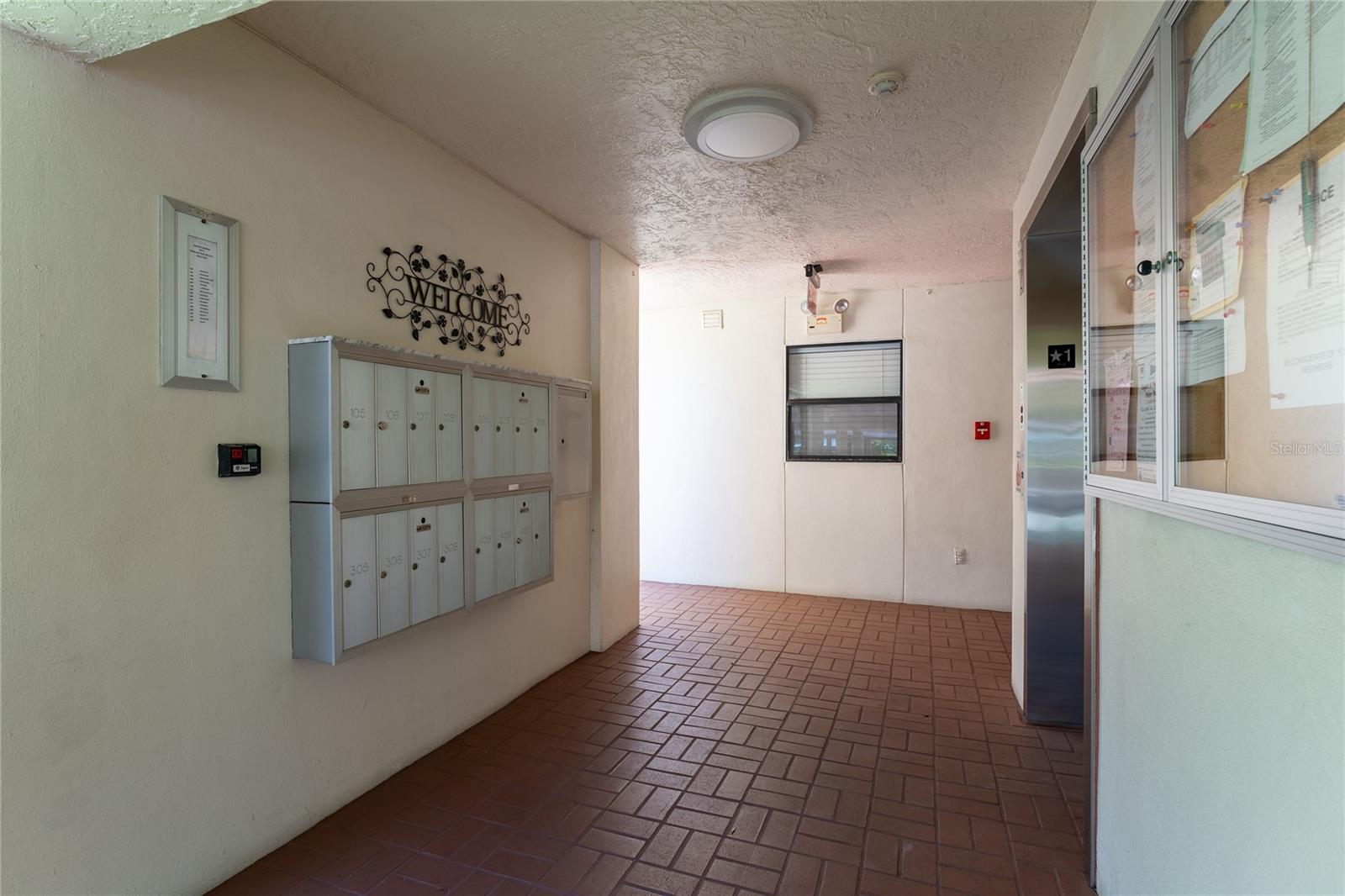 Mailbox access on 1st floor