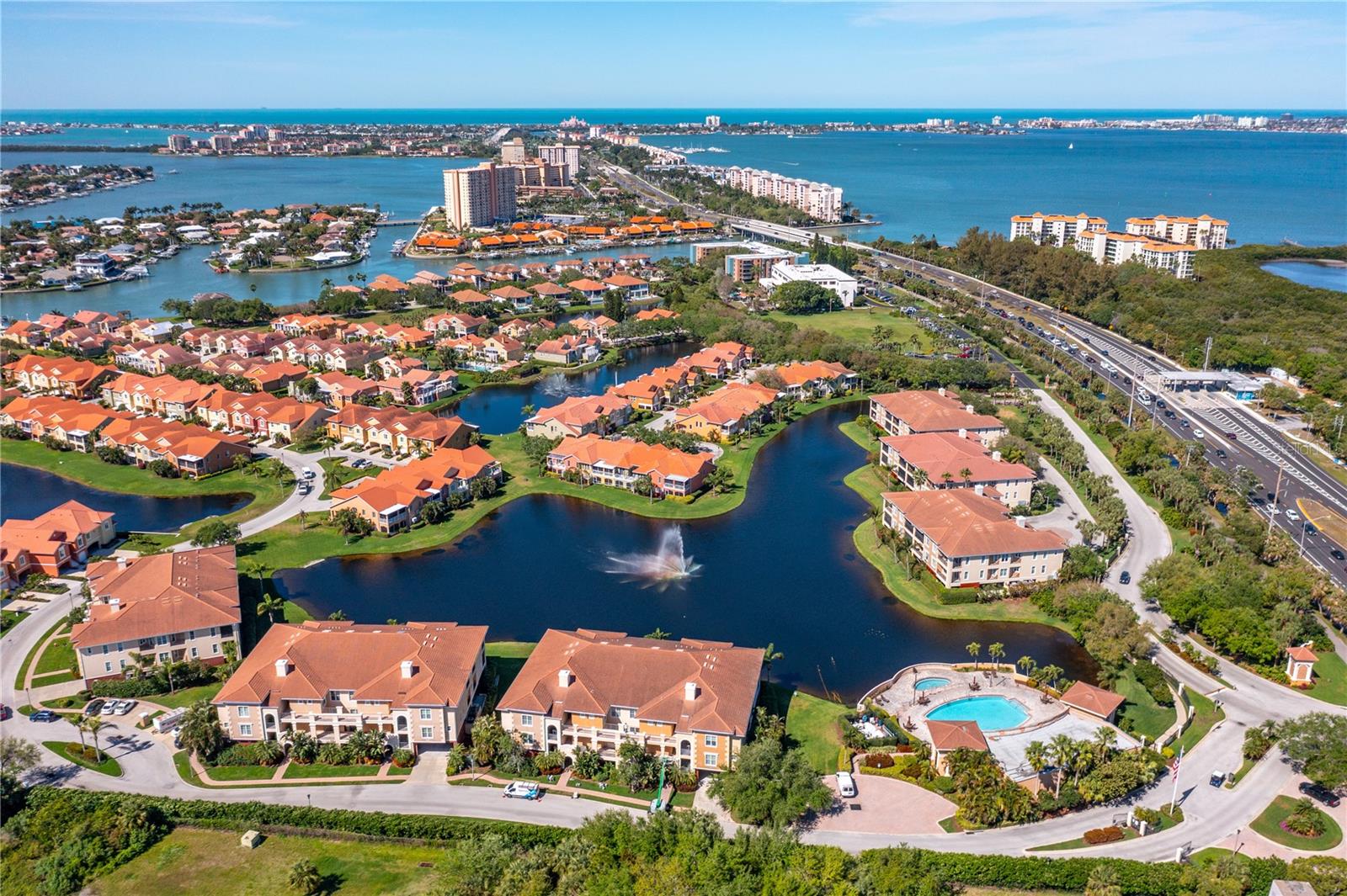 West facing photo of the Marina Bay community toward St. Pete Beach and Ft. DeSoto Park.