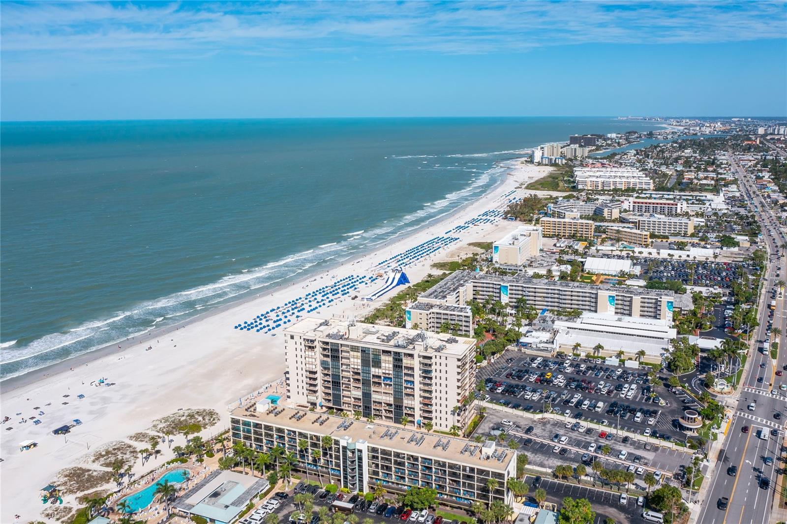 Seamark sits directly on the white sand beaches of St. Pete Beach.