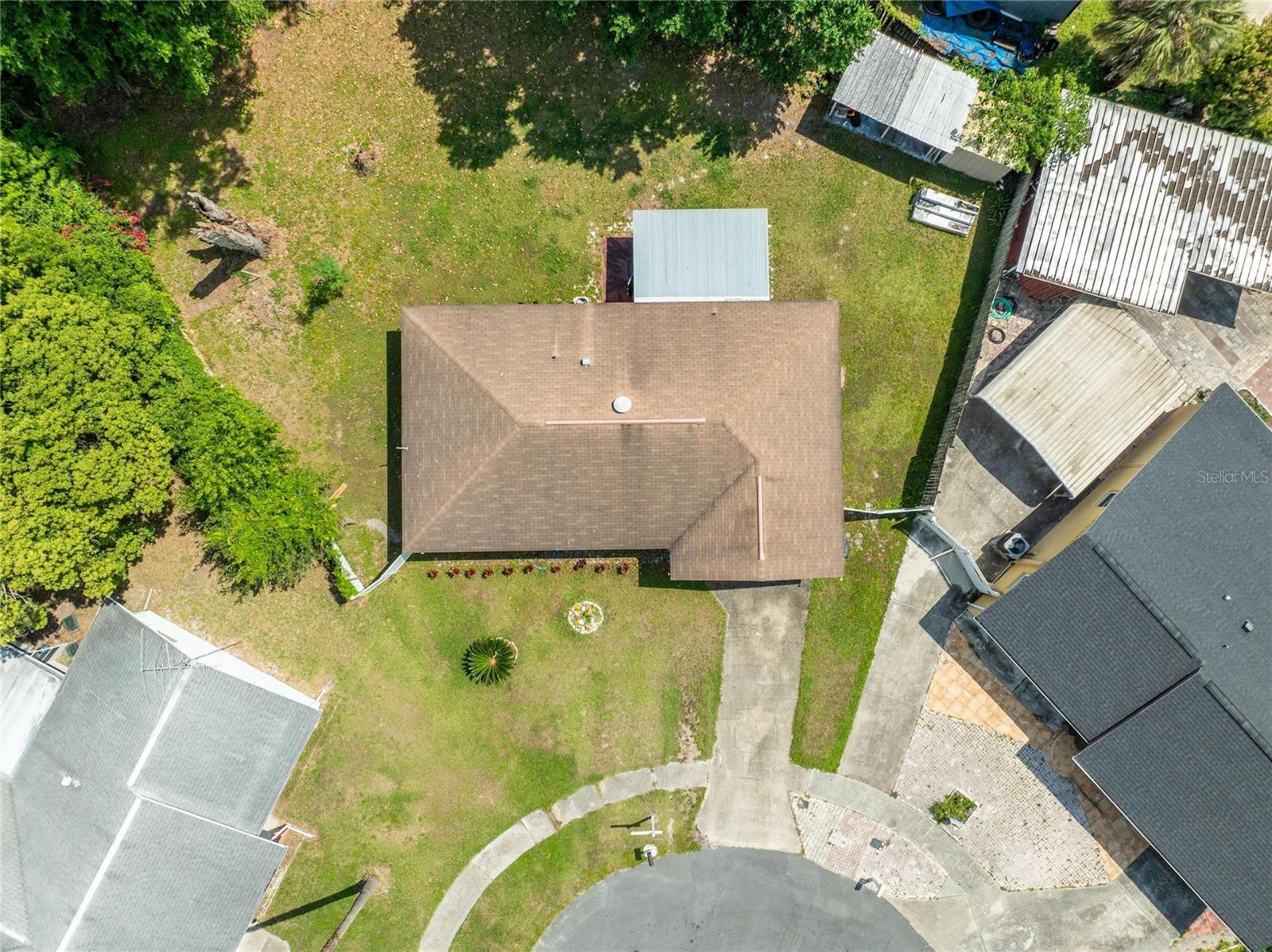 Aerial View of home on a cul-de-sac