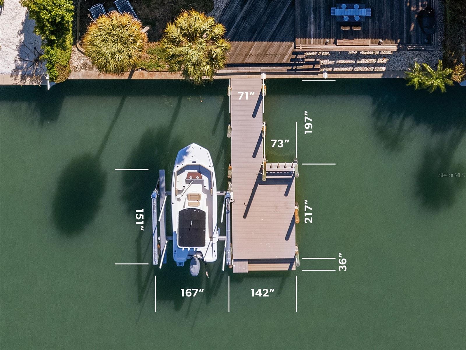 As you can see, the dock is generously proportioned and has ample room for other watercraft to tie up!