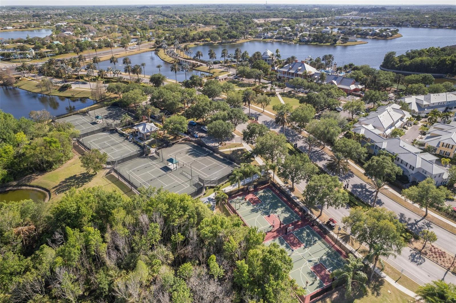 Basketball/ tennis courts aerial
