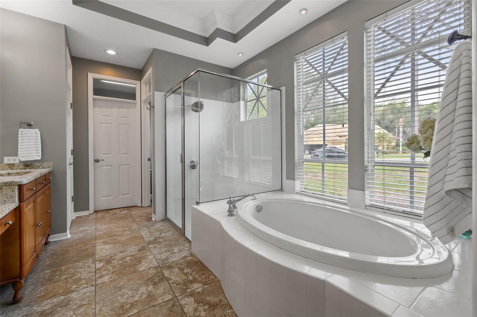 Primary Bathroom with Large Tub.