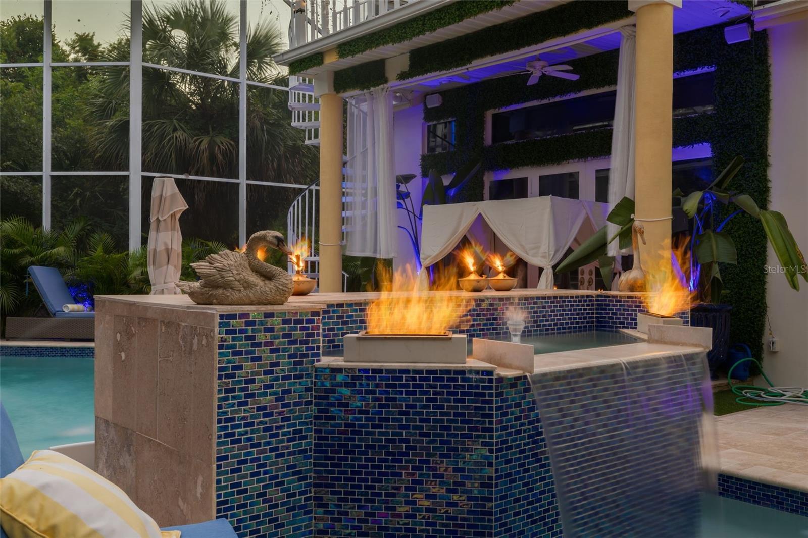 Firepit and Waterfalls
