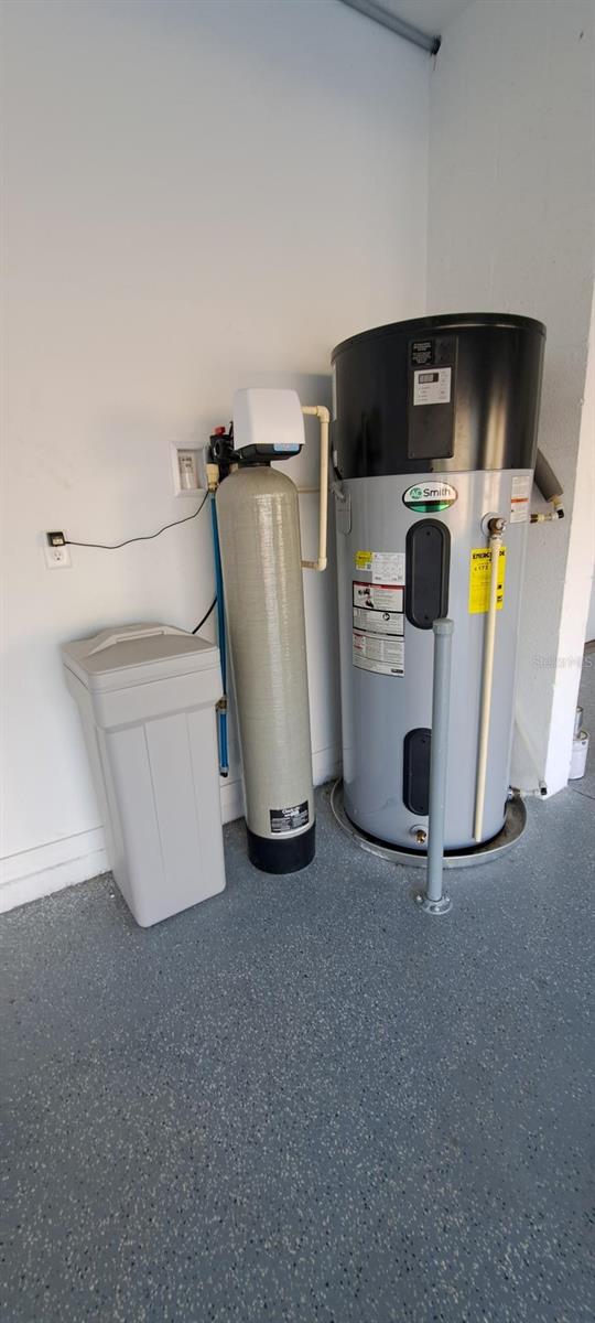 Hybrid energy 80-gal heat pump water heater and water softener