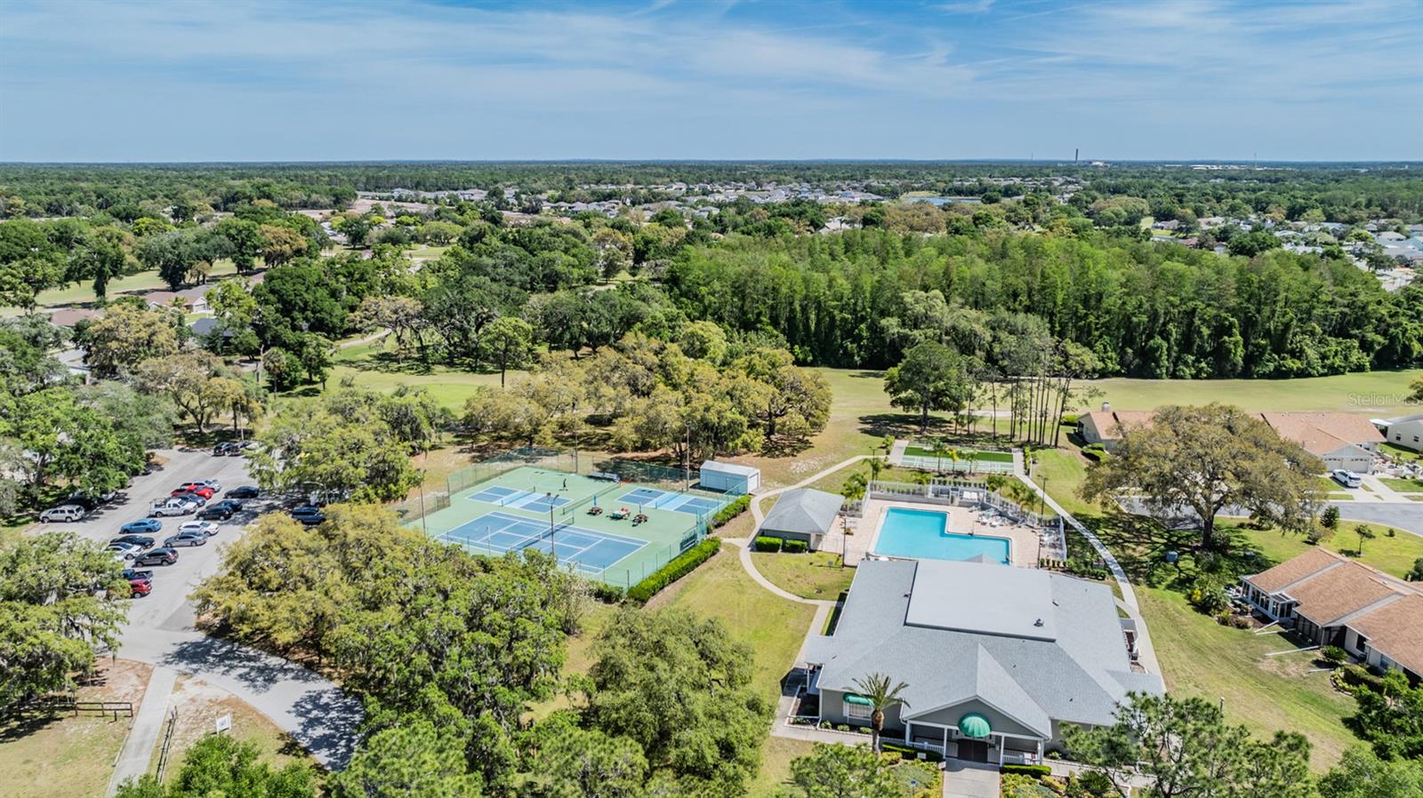 Clubhouse, pool and tennis courts