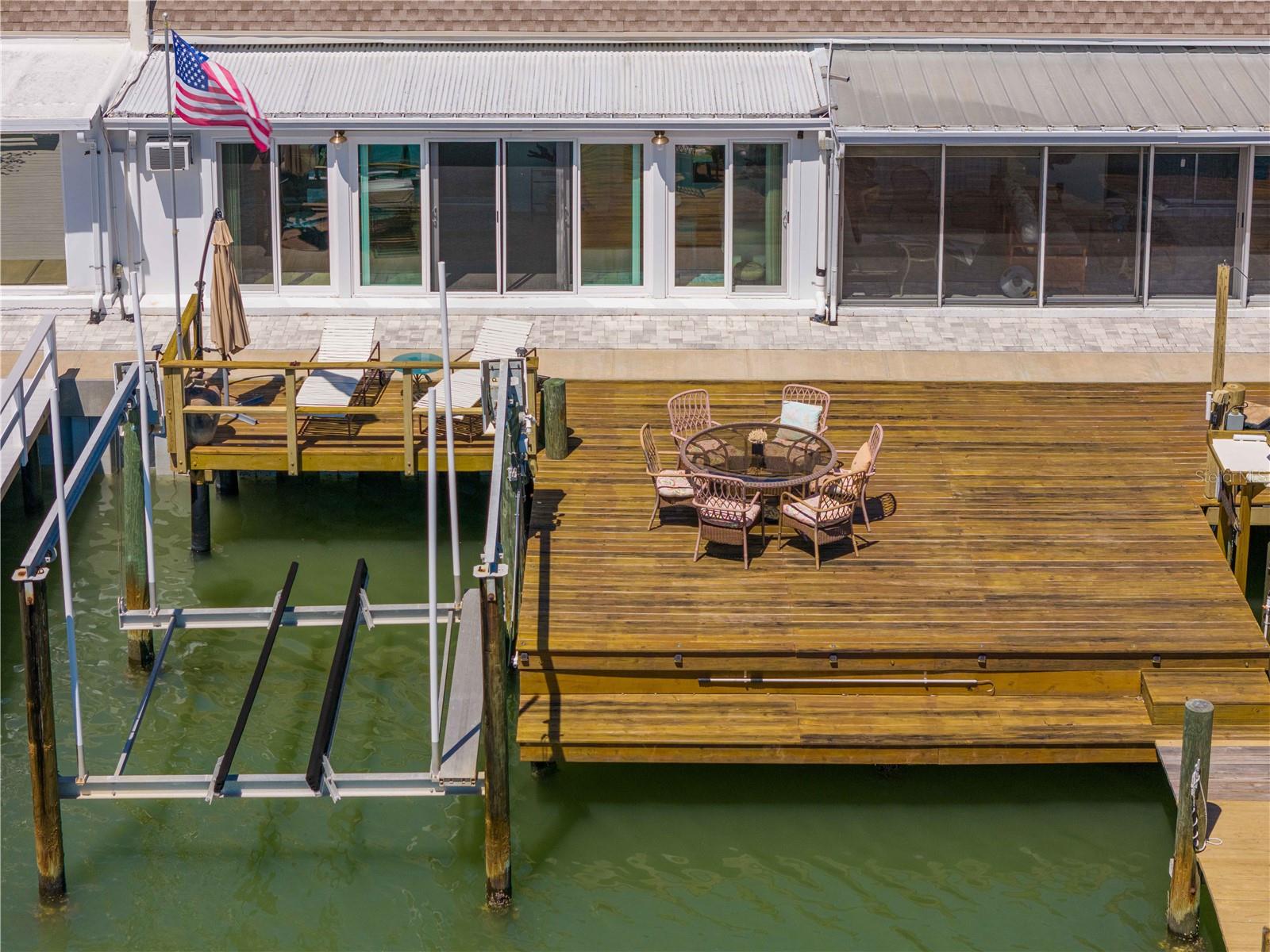Aerial of the deck and dock