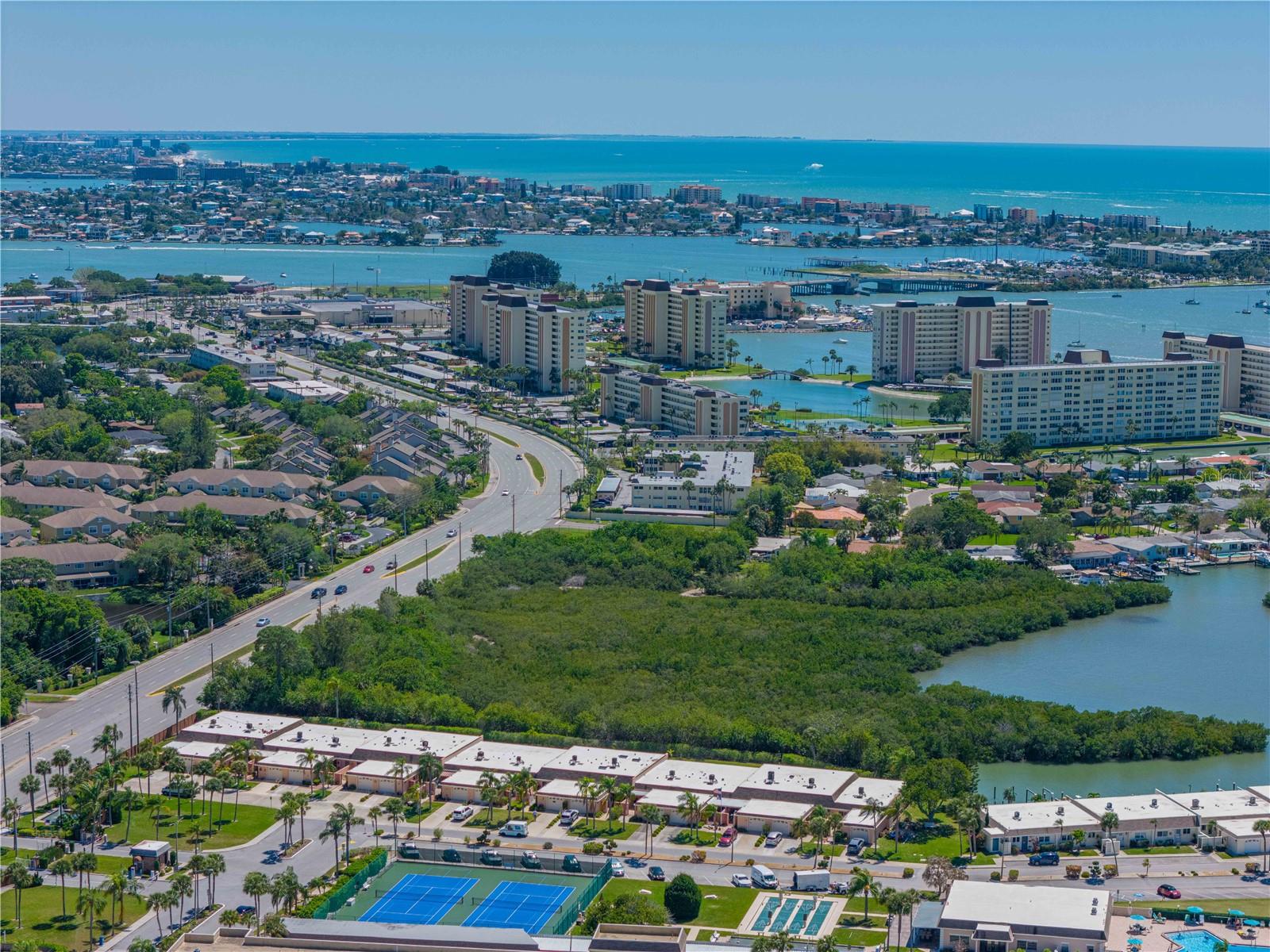 Aerial of community and Intracoastal Waterway