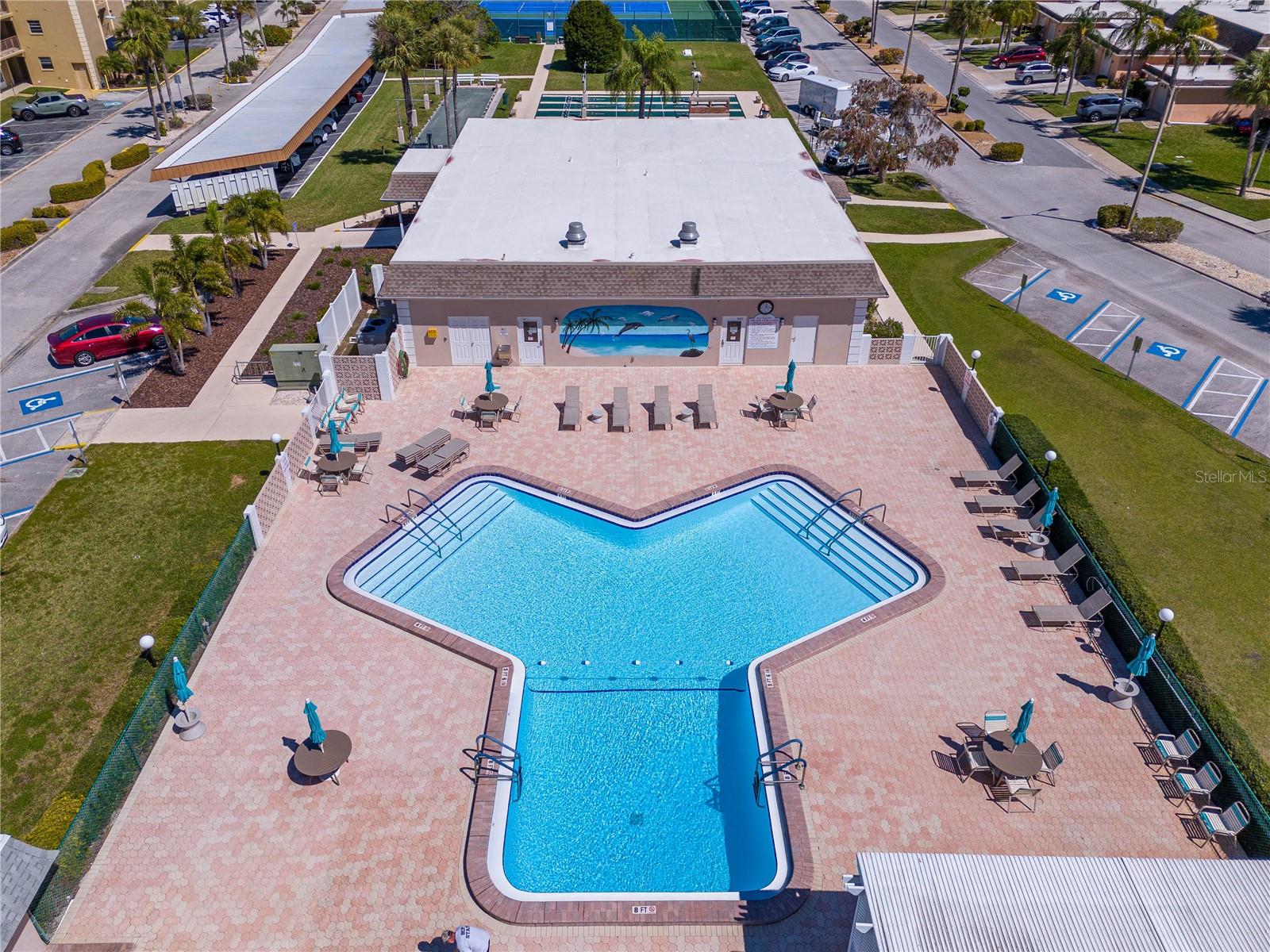 Aerial of the pool and Clubhouse