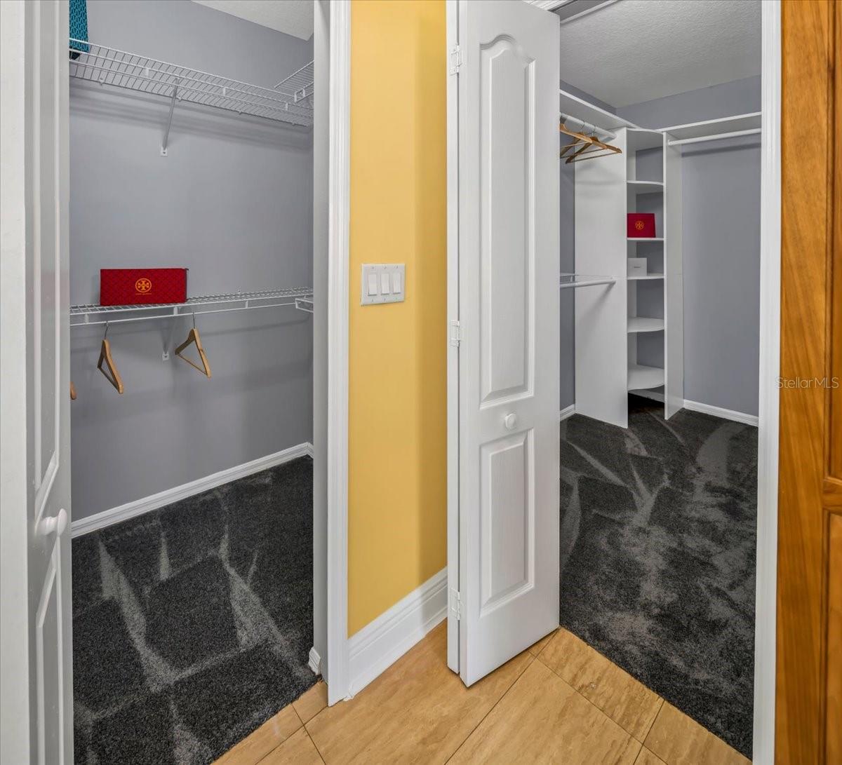 His and hers walk-in closets