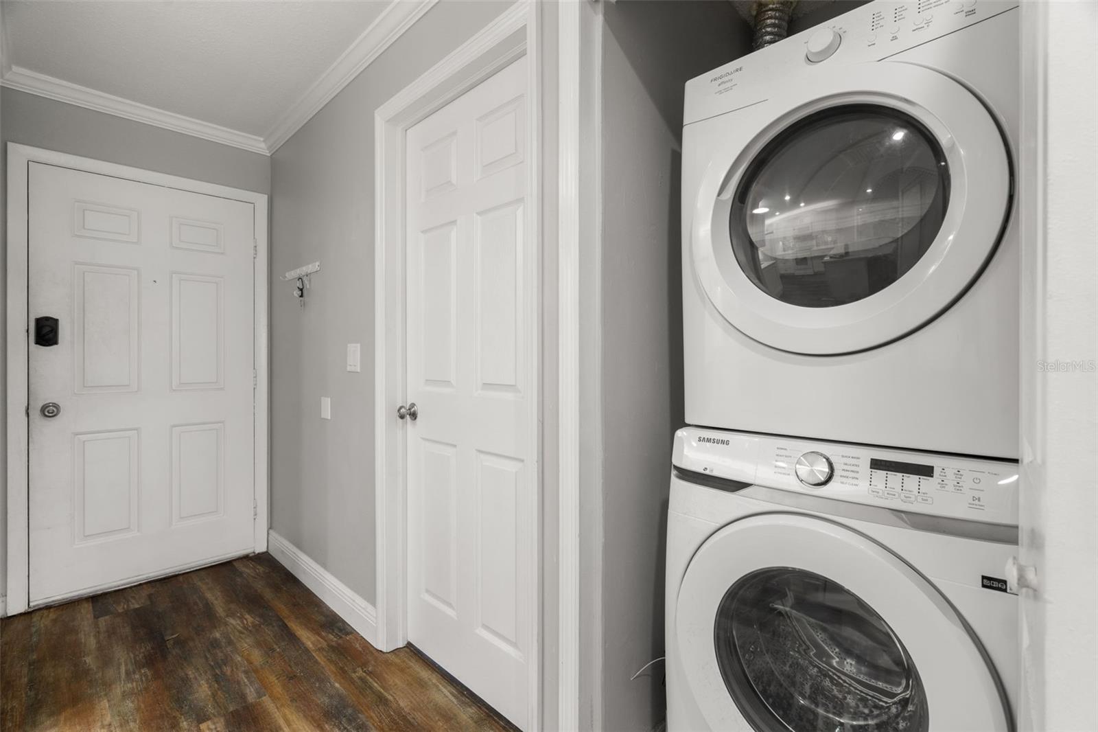 Your private laundry is conveniently located in the closet near the counter for folding options!