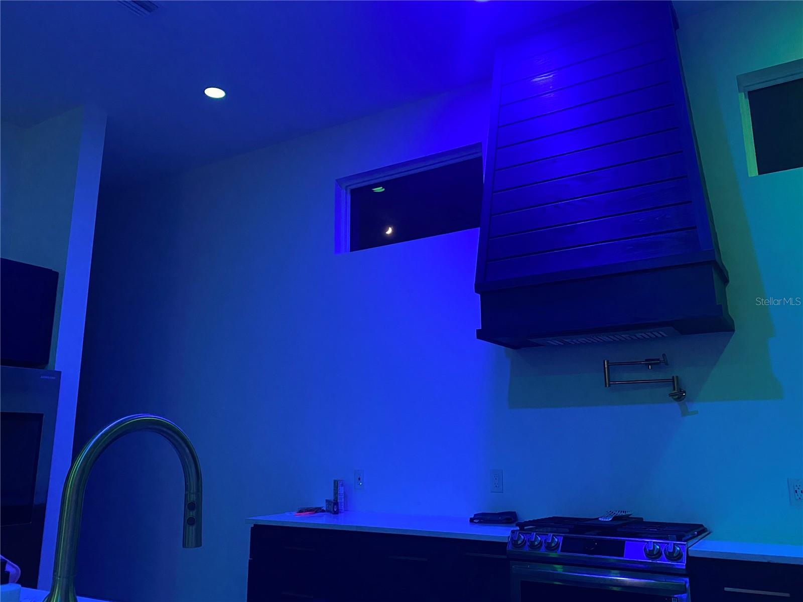 Example of Color Changing LED Recessed Lights in kitchen