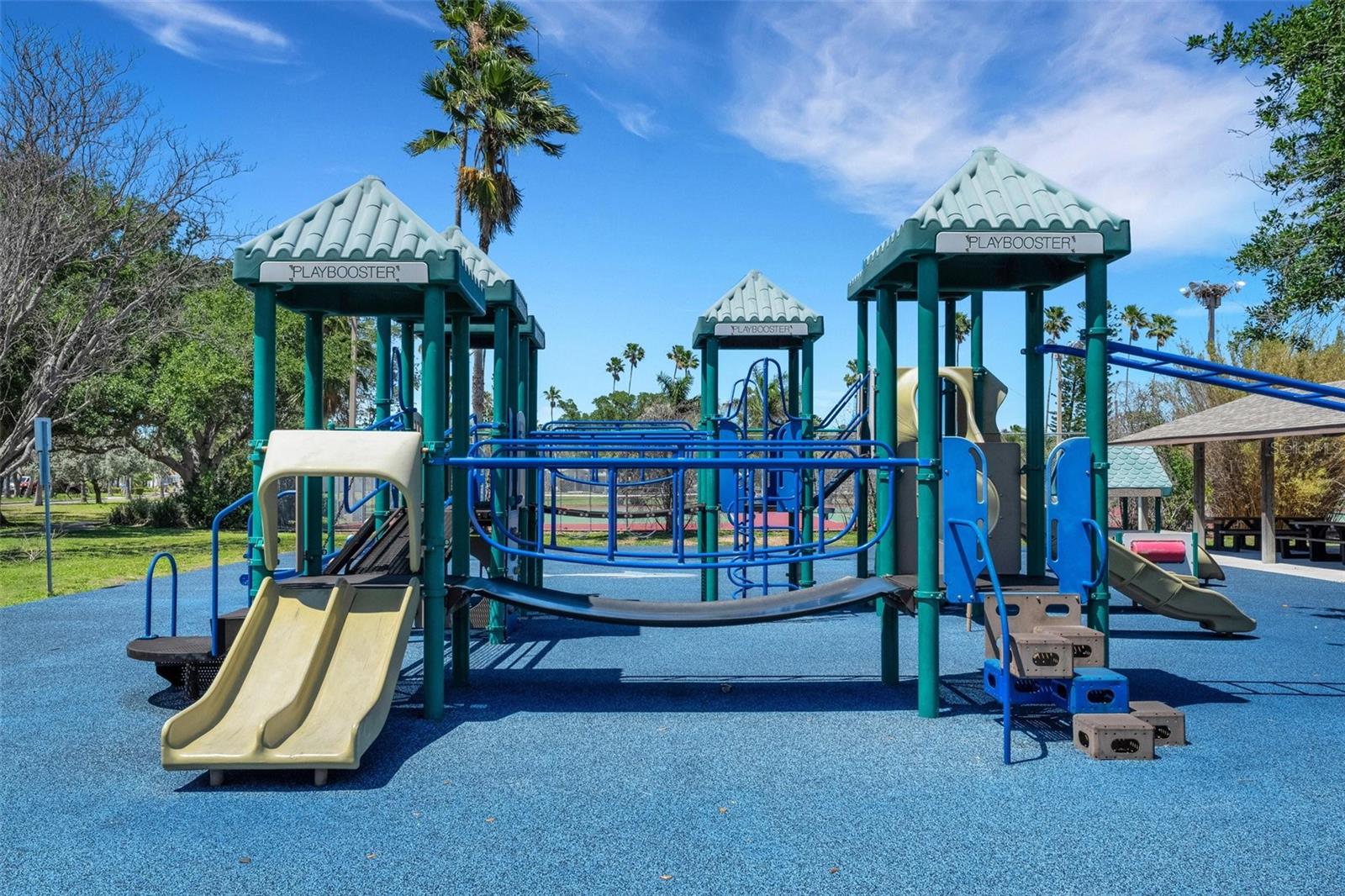 Neighborhood park and playground with rubberized flooring
