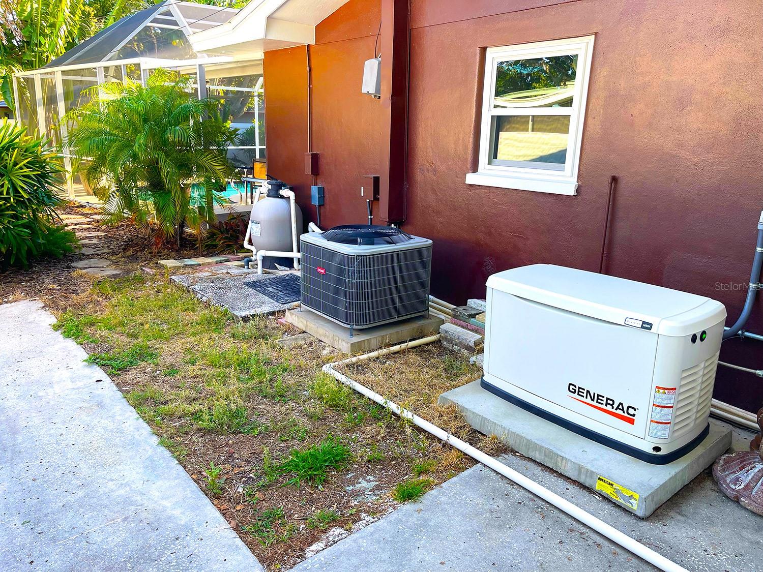 Pool equipment, air conditioning and generator