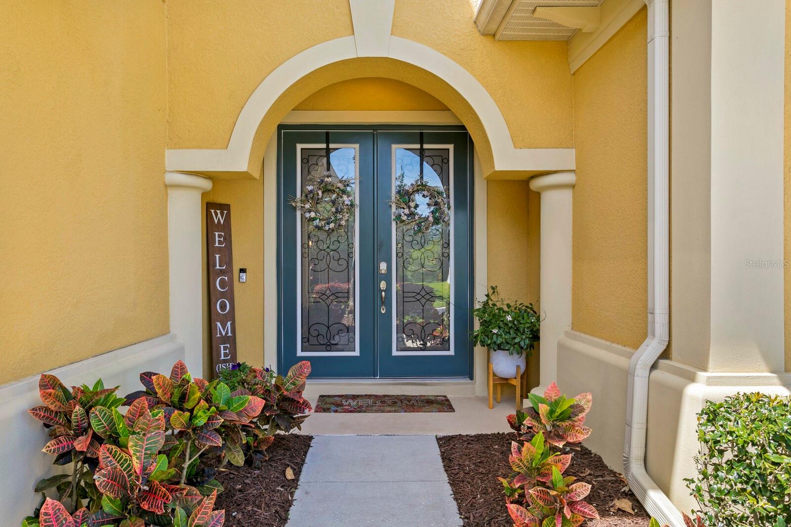 Welcome home, enter your double doors with glass inset with full privacy glass.