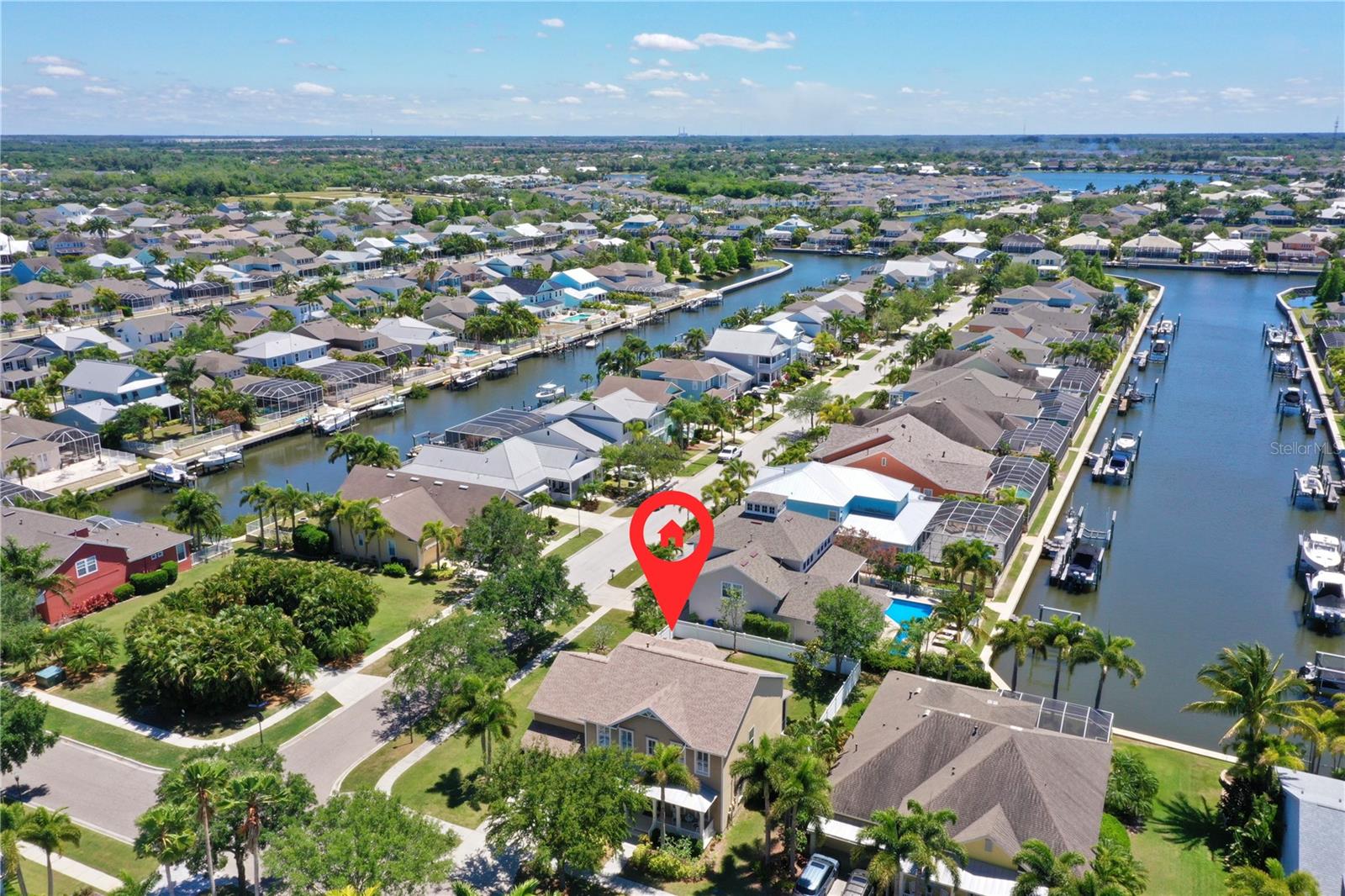 Marked Aerial View of 614 Islebay