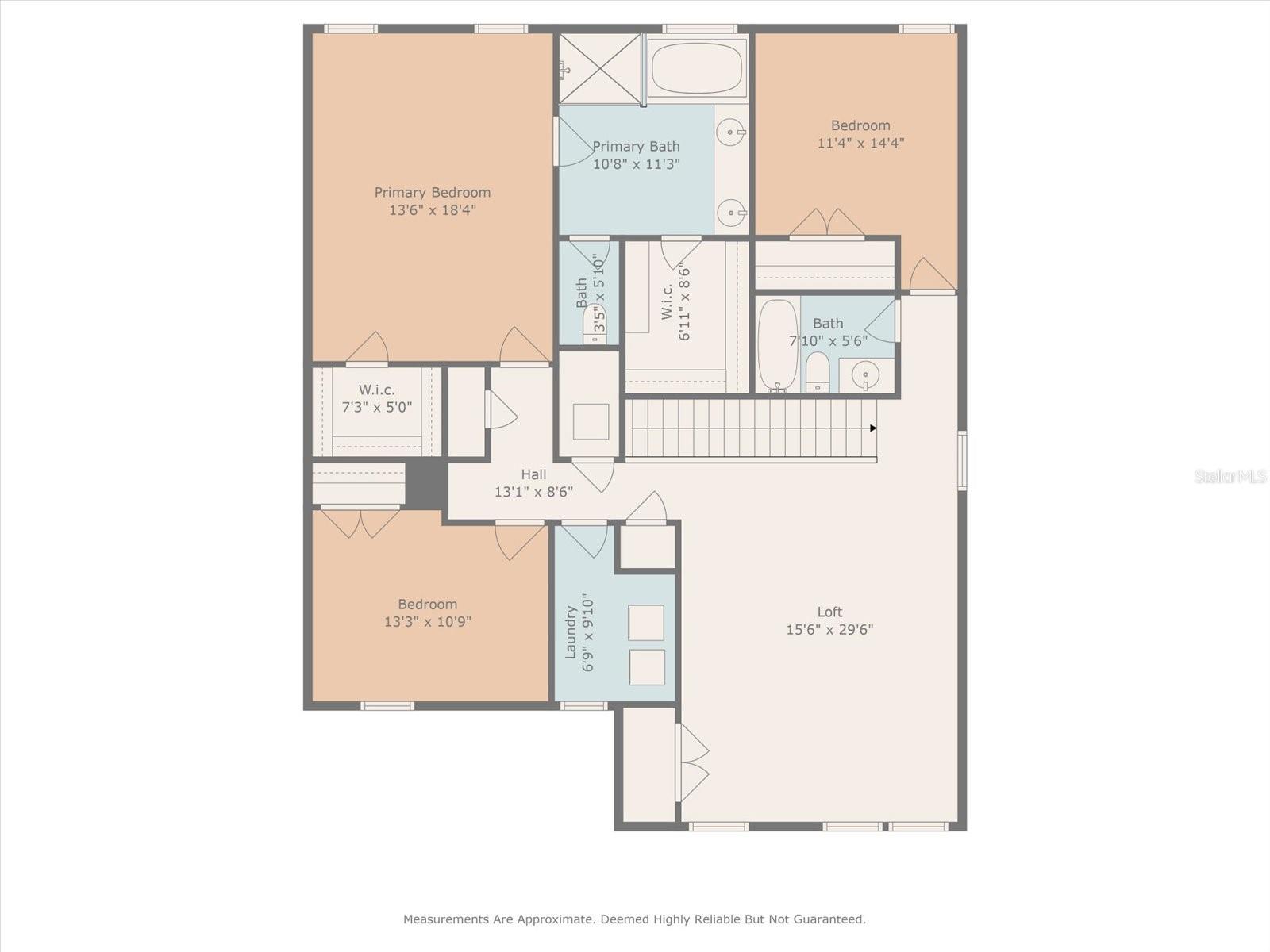 First floor plan shows the living space as well as the guest bedroom with full bathroom. Measurements to be verified by the buyer.