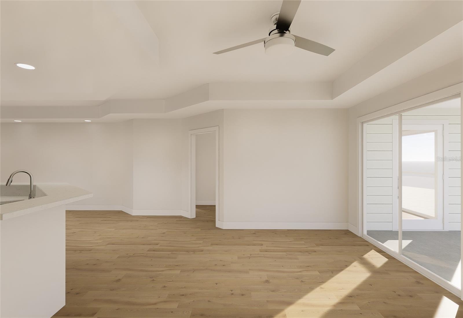 *Rendering Example**Unit does not come with physical ceiling fans, furniture, and washer/dryer appliances.
