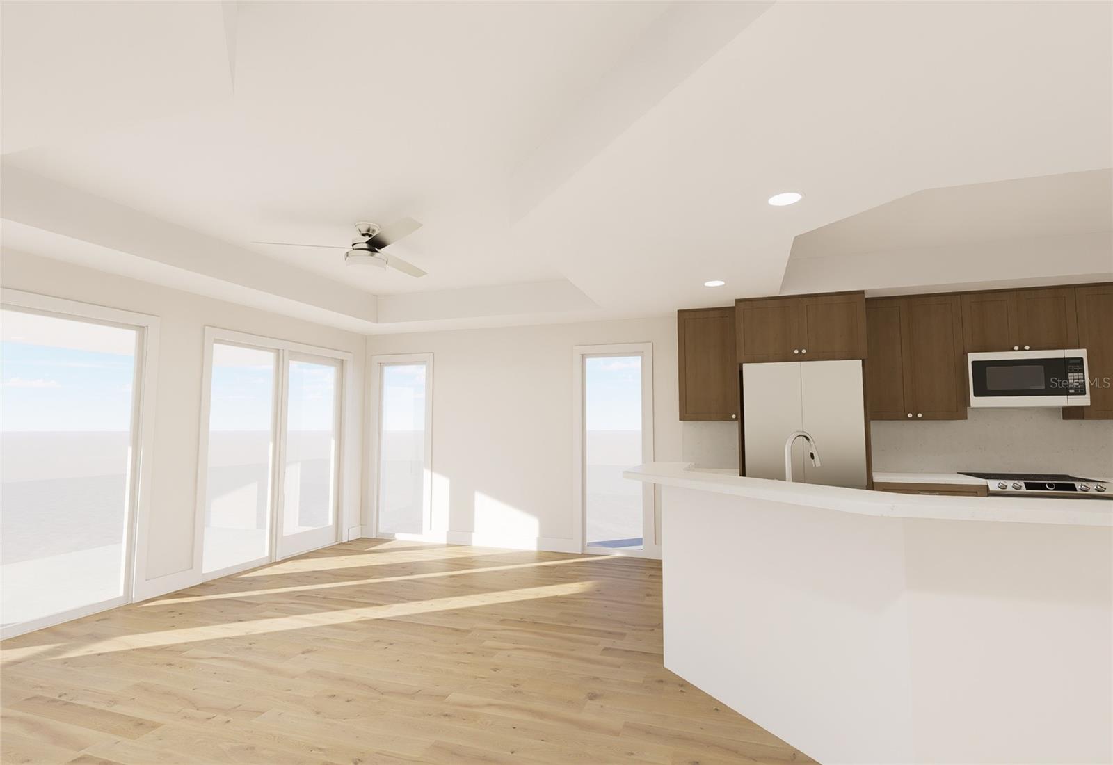 *Rendering Example**Unit does not come with physical ceiling fans, furniture, and washer/dryer appliances.