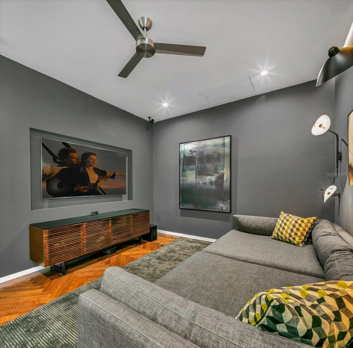 Utilized as a theater-den, the third bedroom will benefit many different tastes and styles.