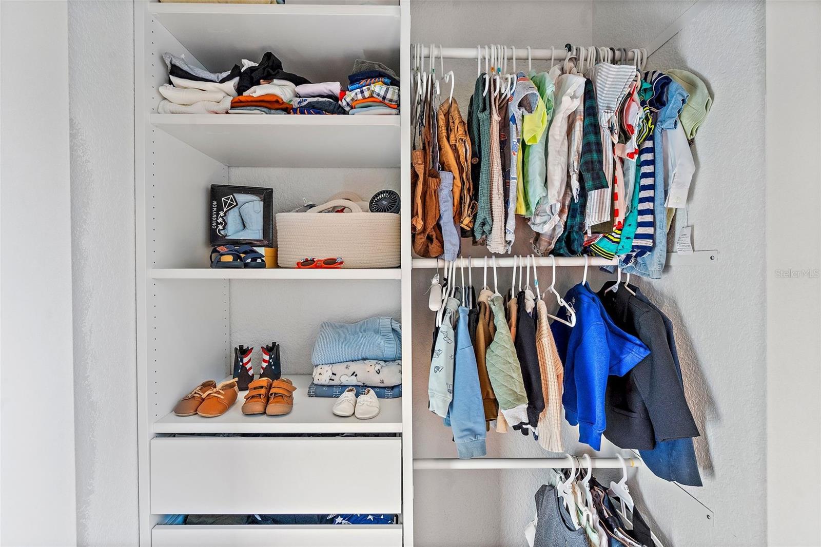 Built in reach in closet systems in every bedroom closet