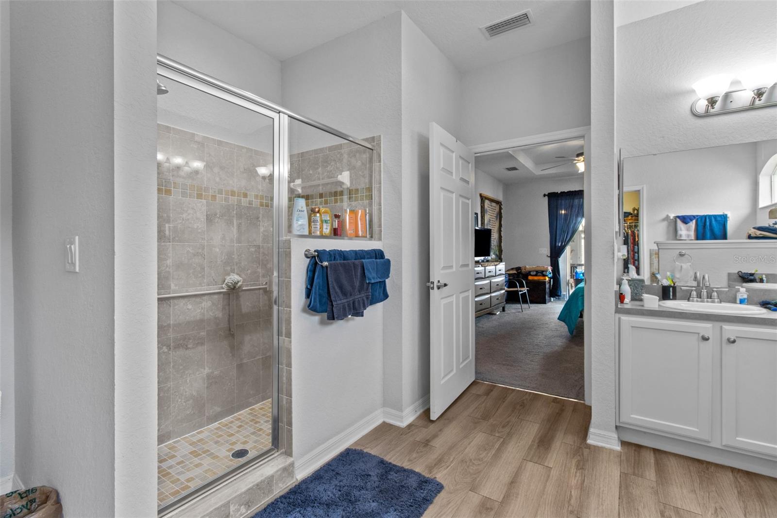 This master bath boasts a walk-in shower too!