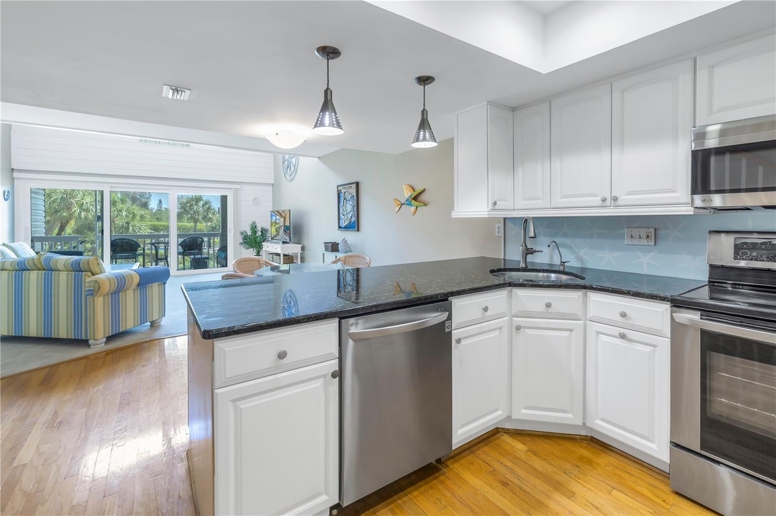 Stainless LG appliances and granite counters