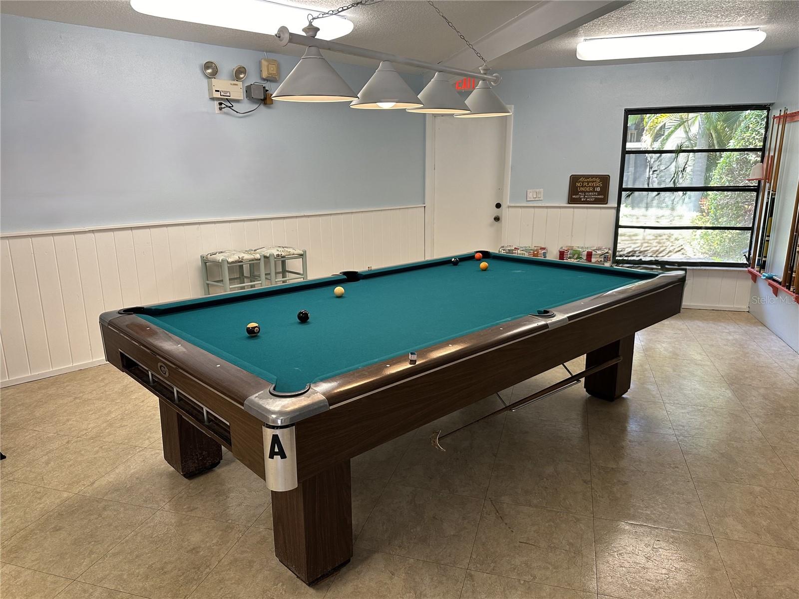 Pool table in the smaller clubhouse