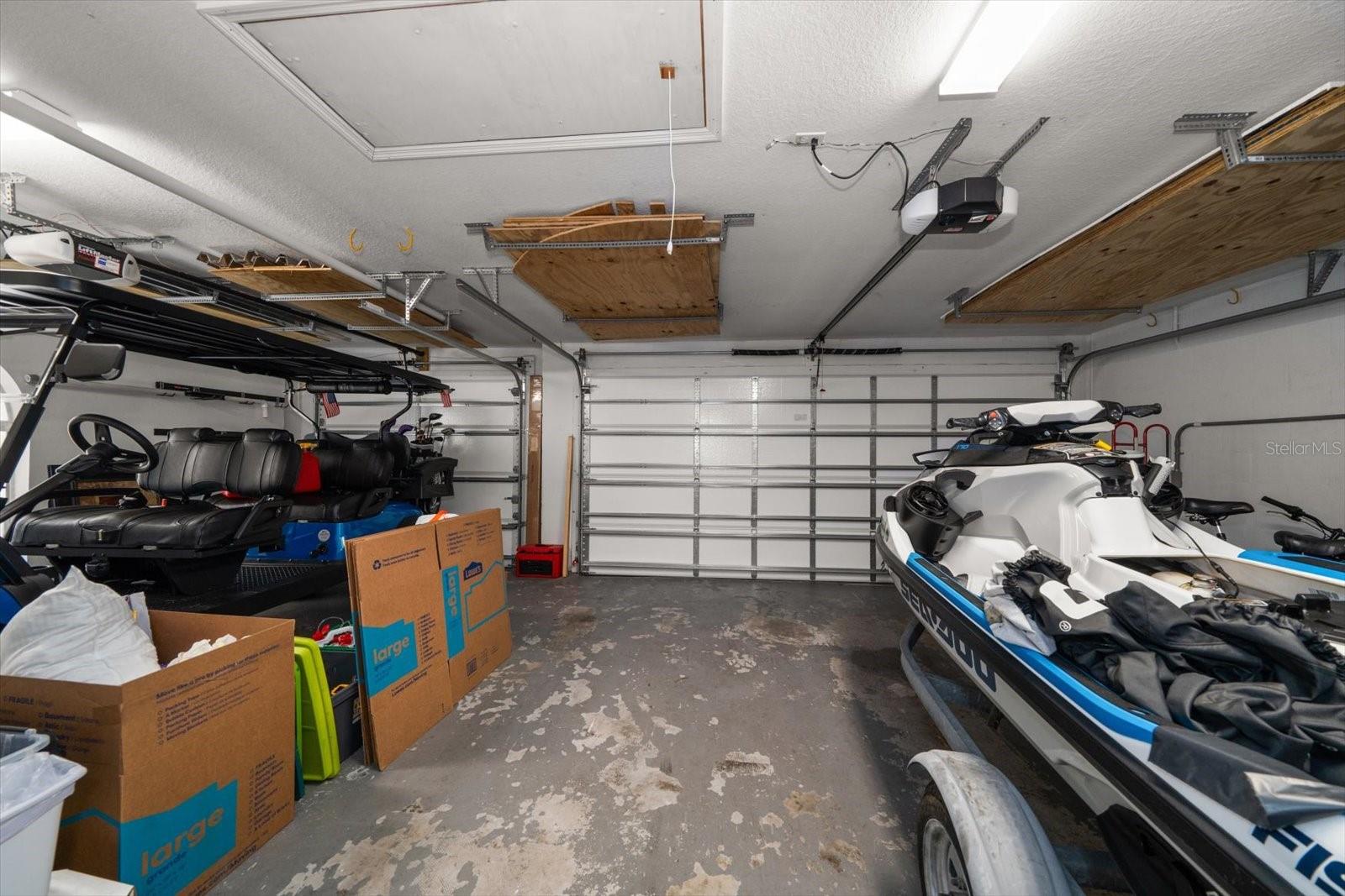 Inside 3-car garage