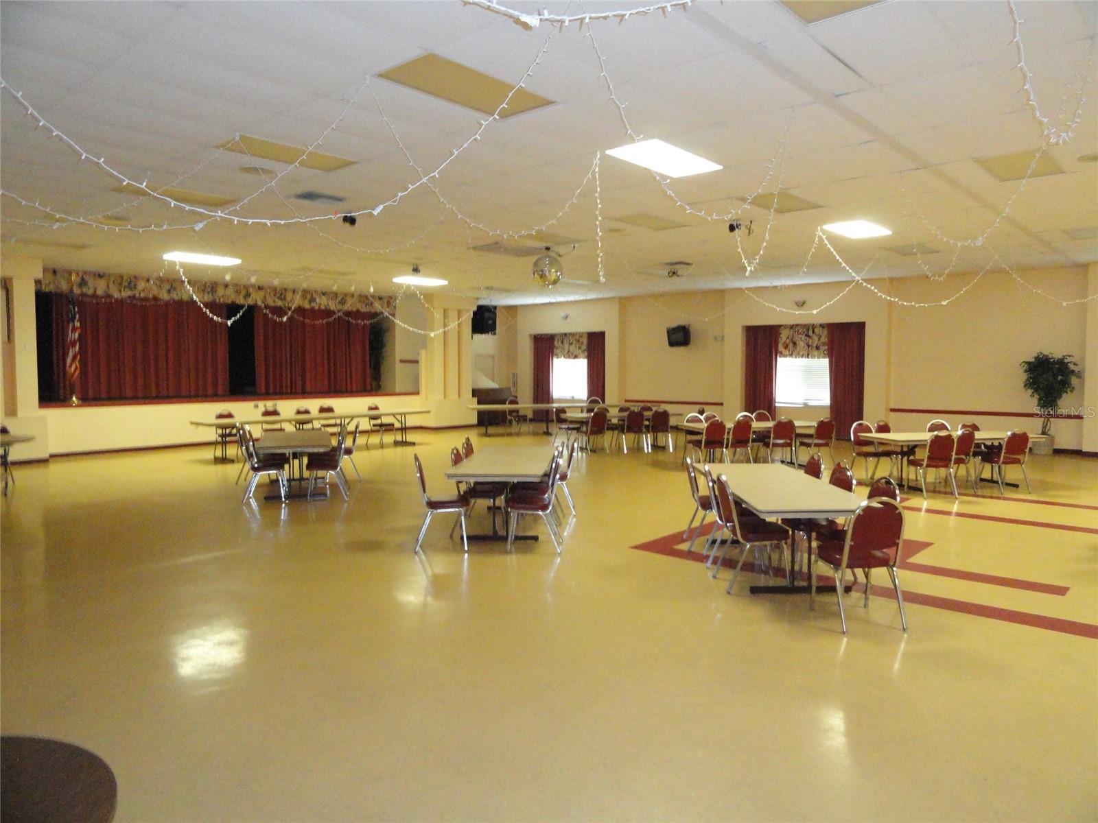 Huge hall for dinners, dances, and shows.