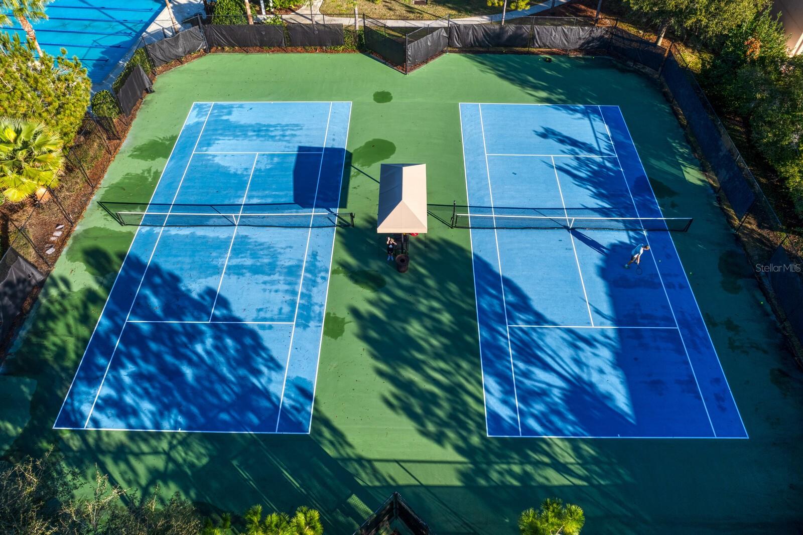 Two tennis courts open dawn to dusk.