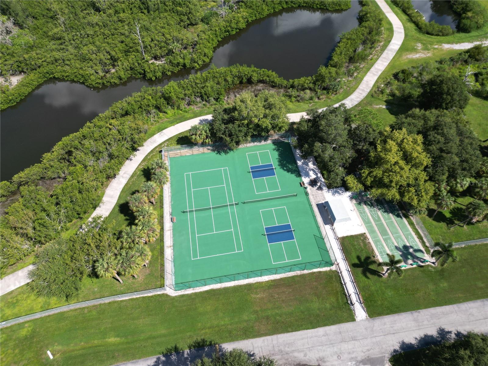 VIEW OF TENNIS, PICKLE BALL AND SHUFFLEBOARD COURTS