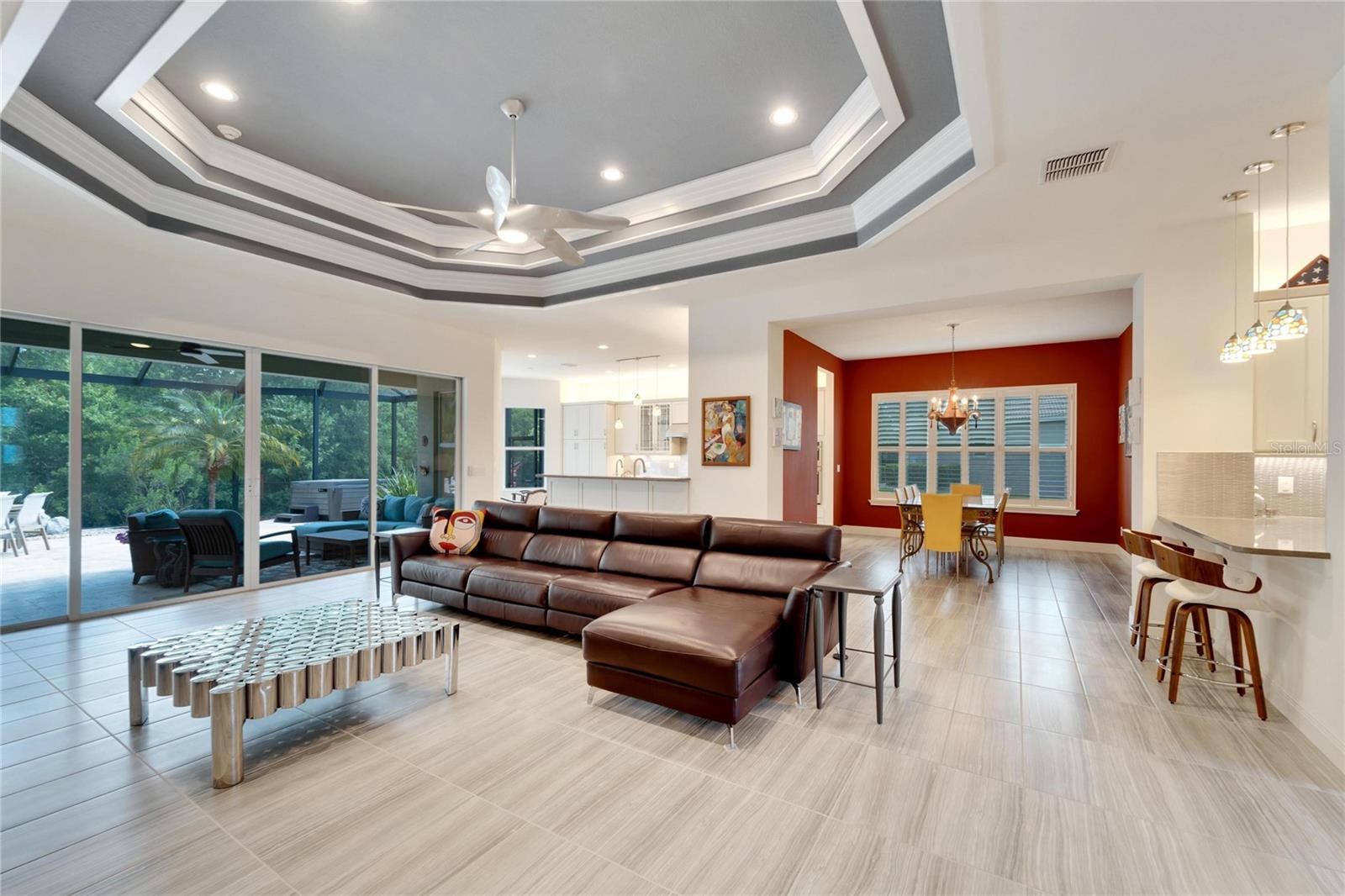 Great Room w/Coffered Ceiling