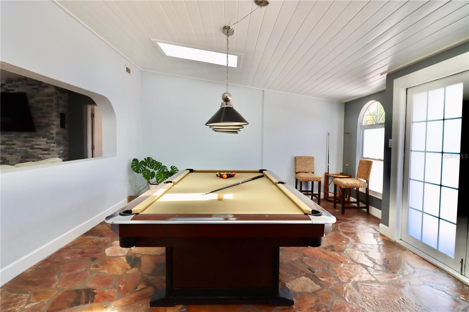 Game room, pool table is available.