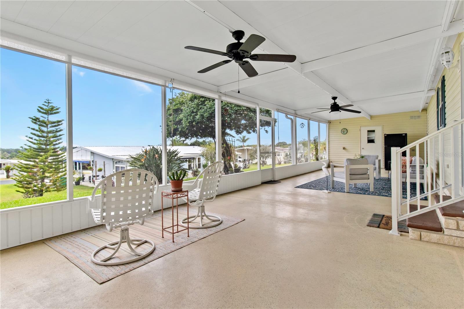 This lanai spans the length of the house.