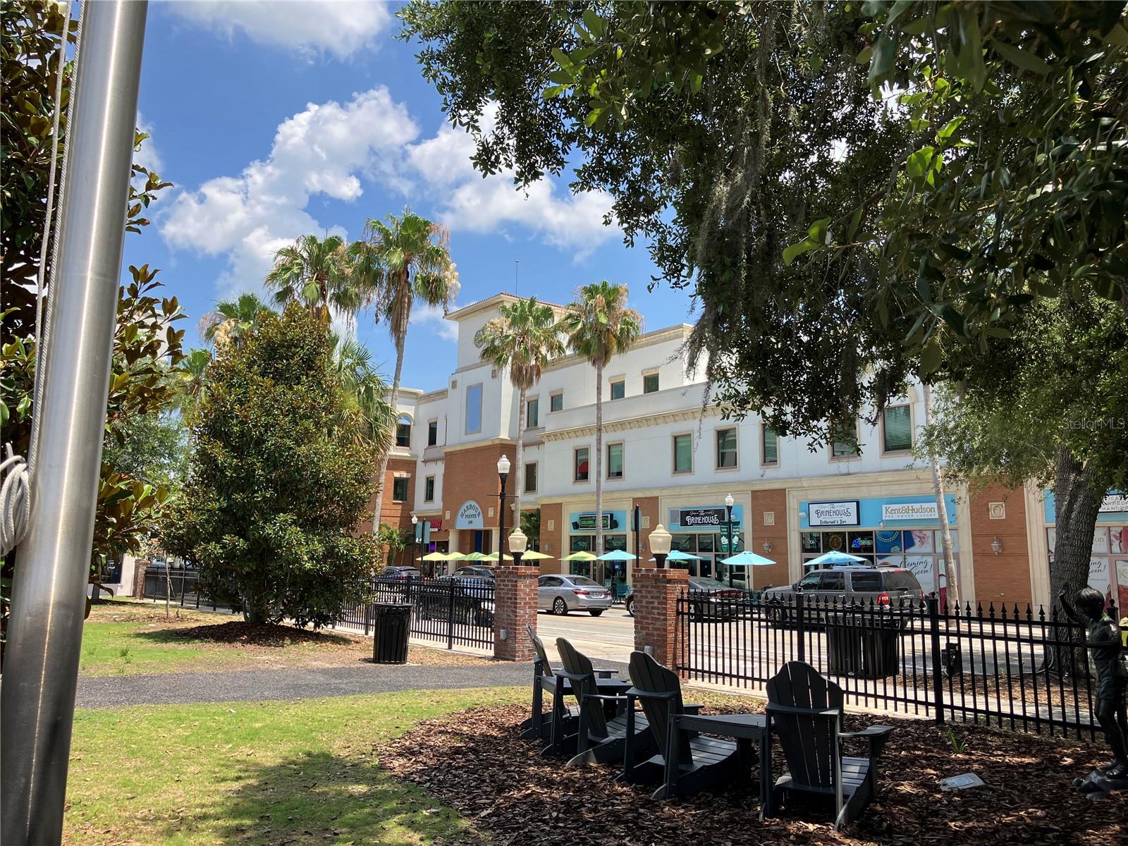 shops on Main Street from the park