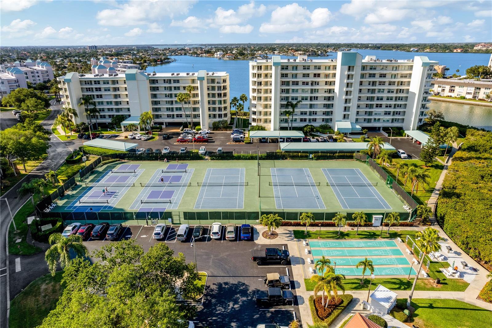 Shuffleboard, Tennis and Pickleball Courts for Residents.