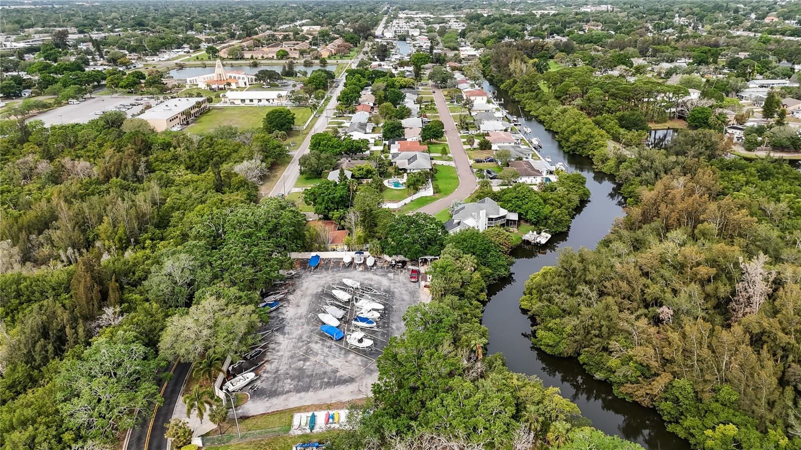 Boatyard has ramp to canal which leads to Tampa Bay