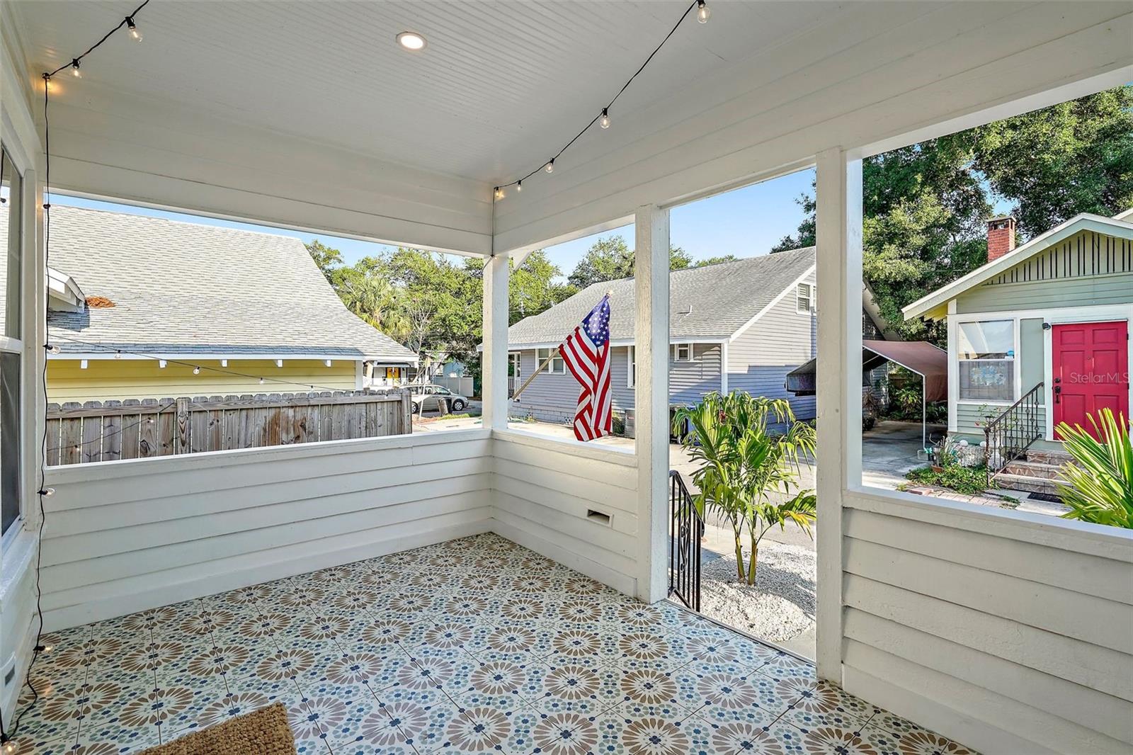 Front Porch with 1920's inspired tiles