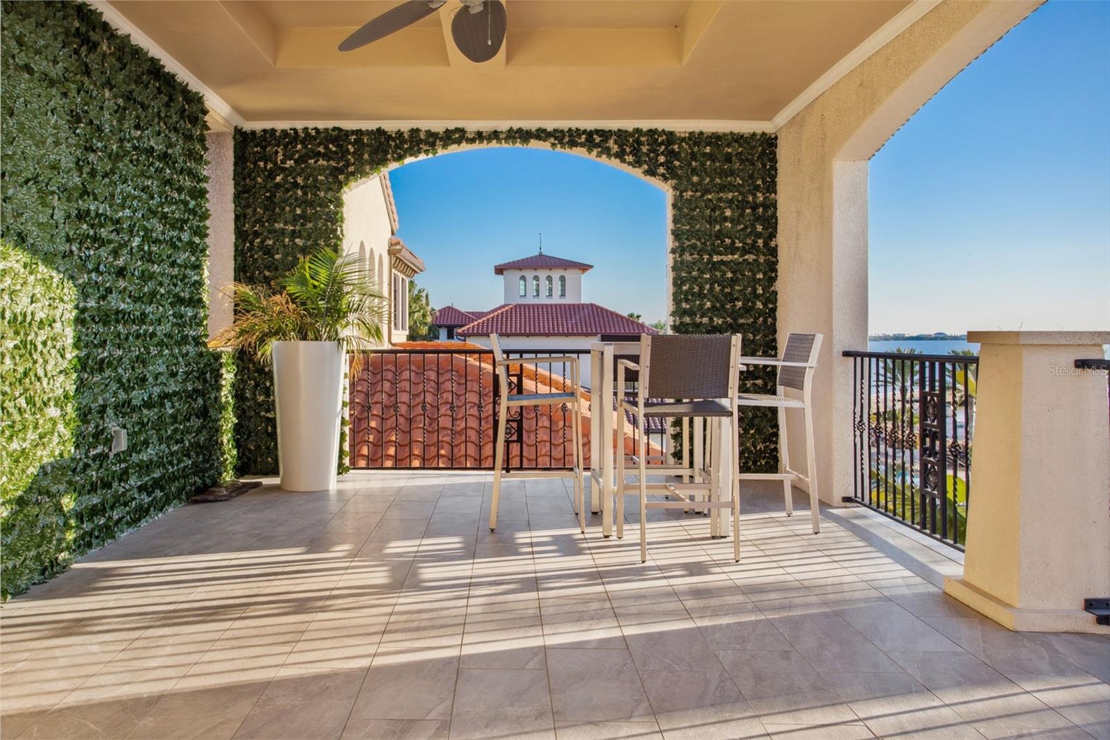 Expansive third floor balcony designed with entertainment in mind.