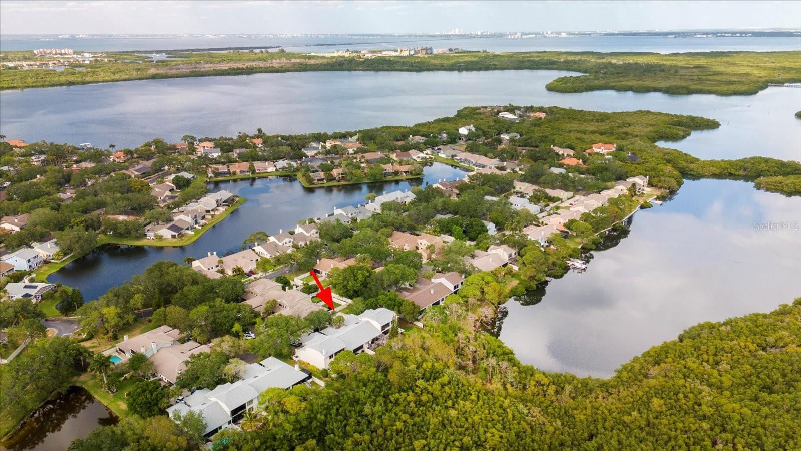 Aerial view of the home