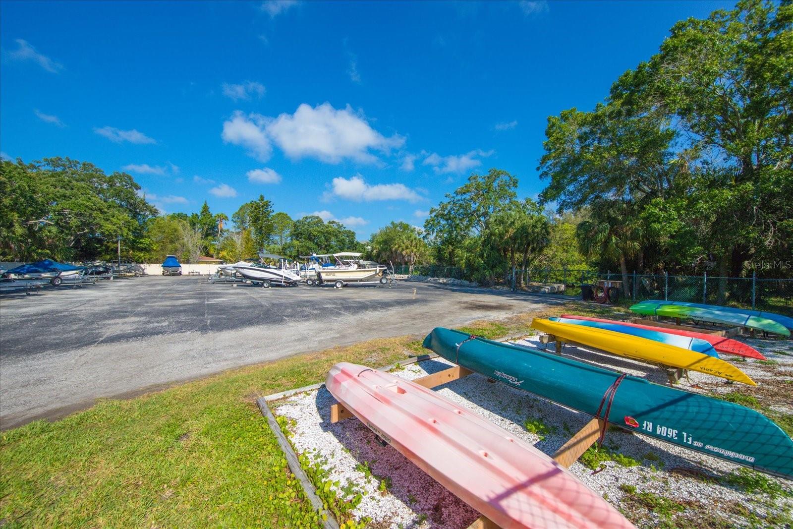 Boat and Kayak Storage area on the property.